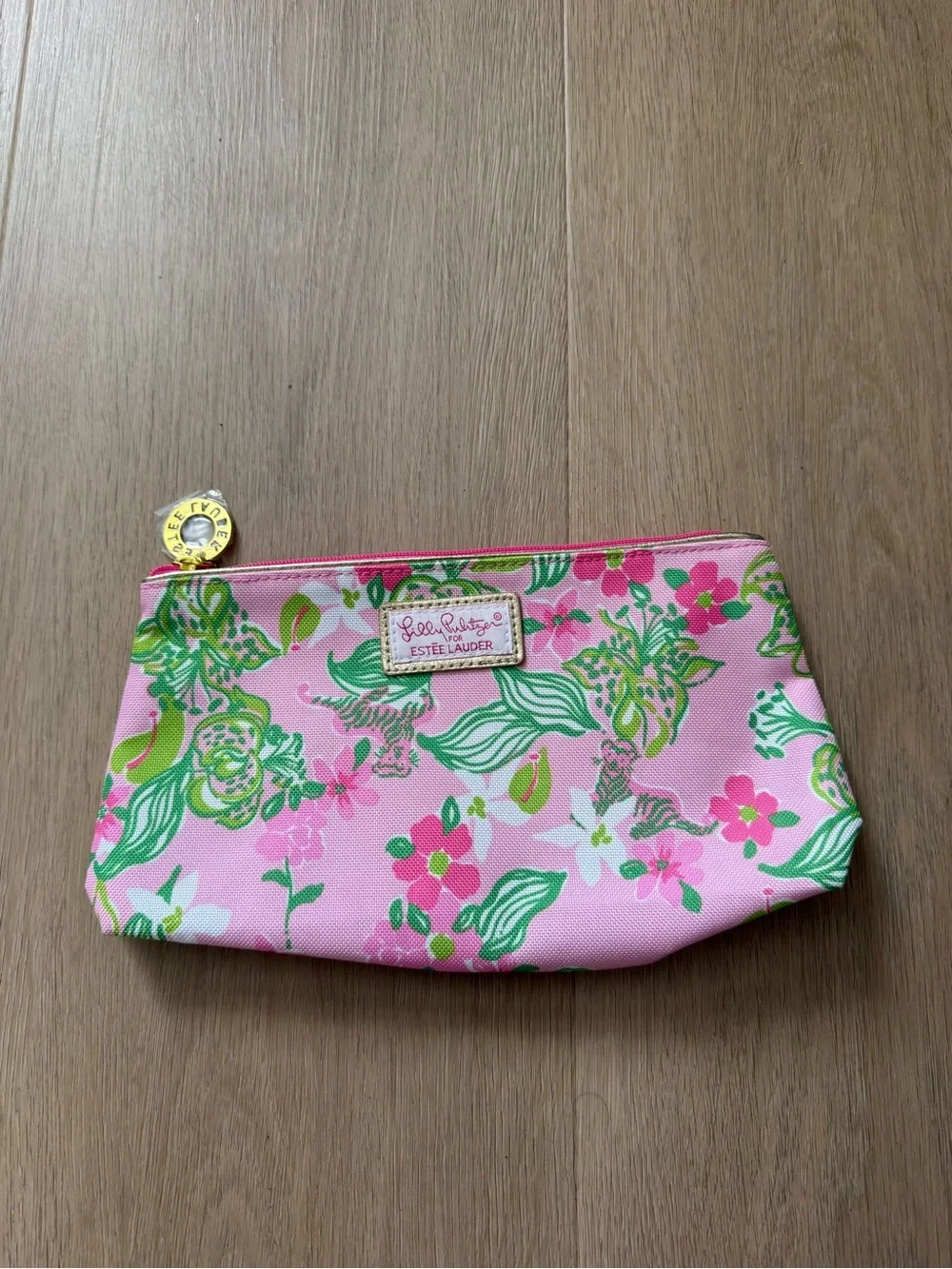Lilly Pulitzer x Estée Lauder Pink Green Floral Cosmetic Pouch